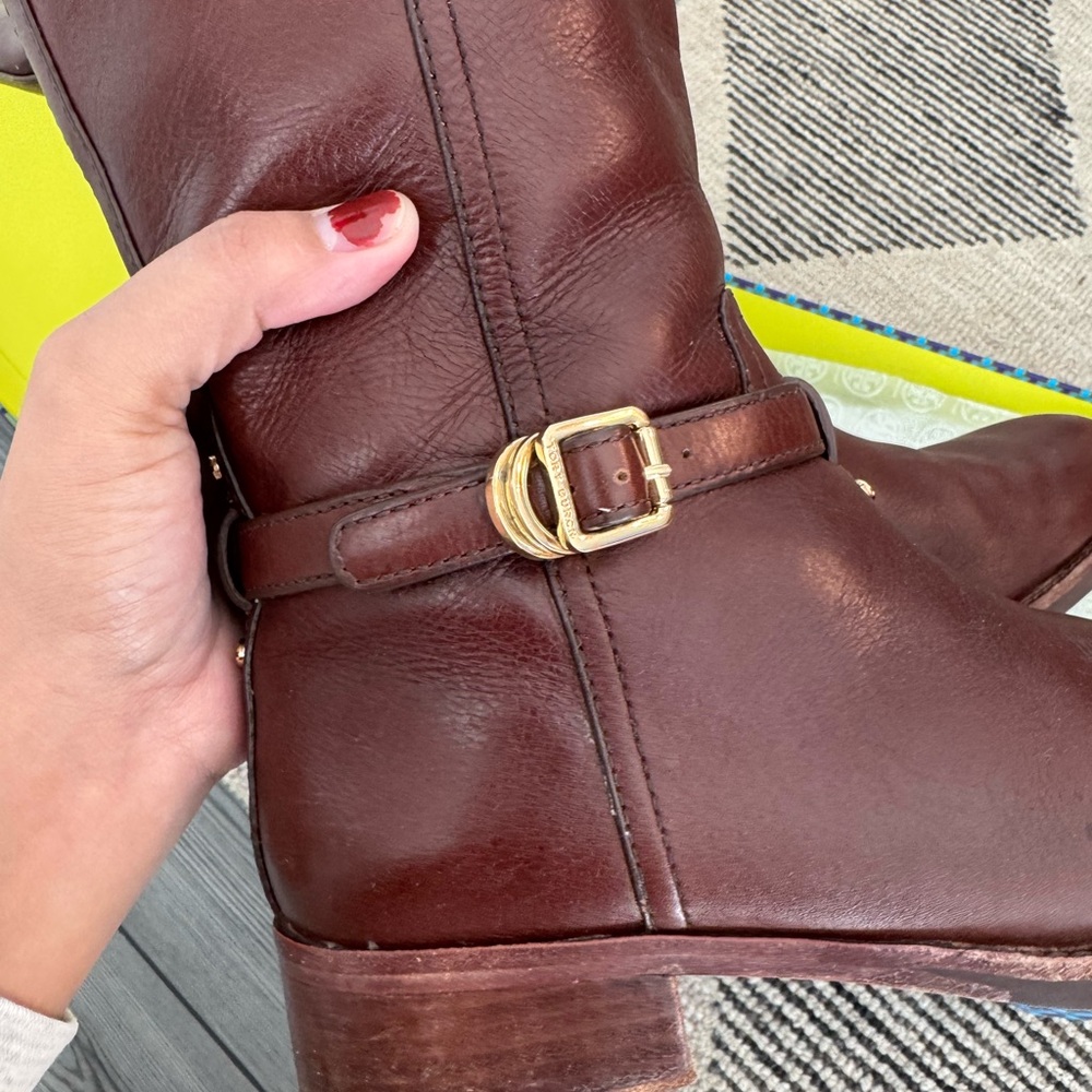 Tory Burch Chestnut Leather Knee-High Boots - Picture 3 of 16